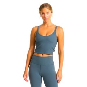 NWT Vuori Rib Crop Tank in Stone Size S